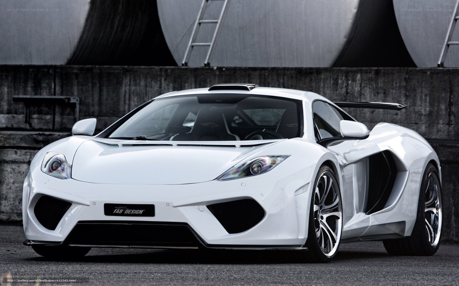 White sports car with Fab Design