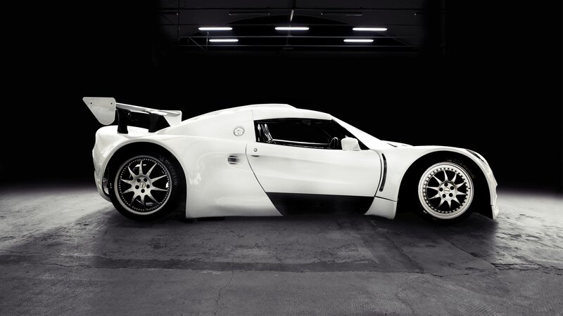 white sports car with large wing