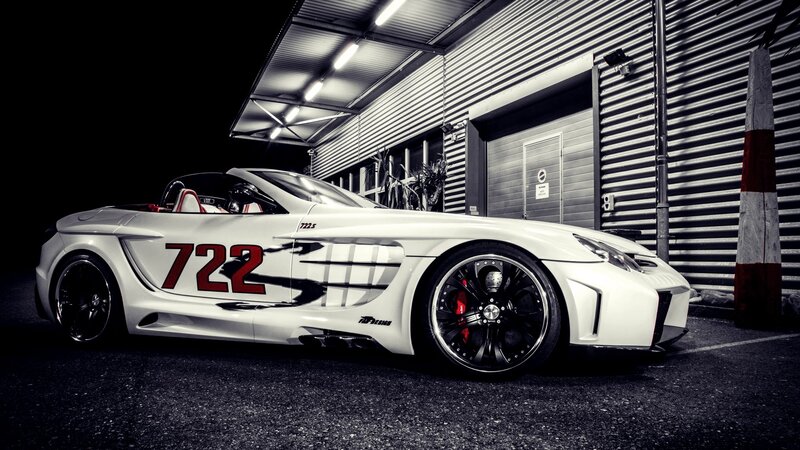 White sports car with number 722