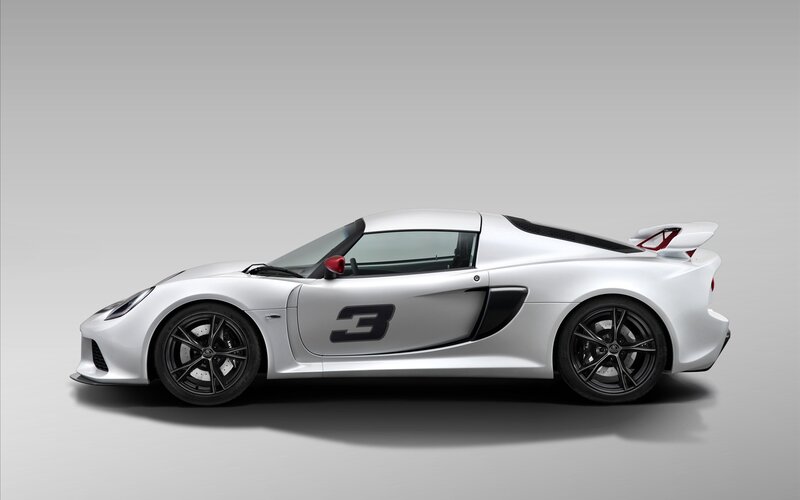 white sports car with number three
