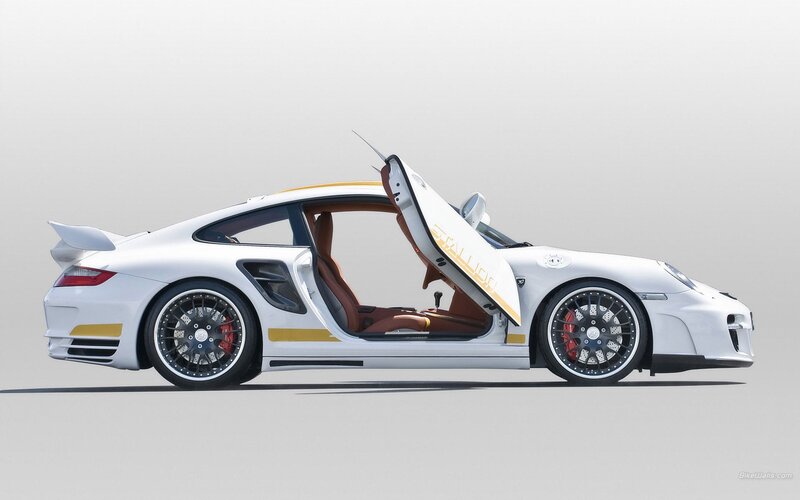 white sports car with open door