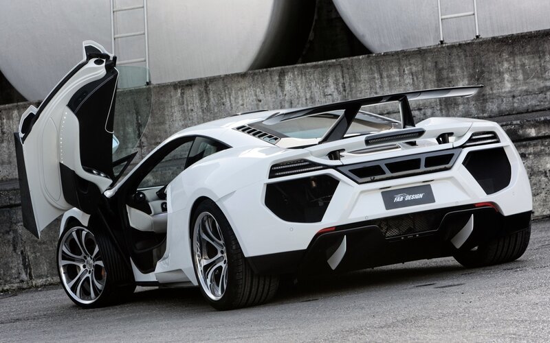 White sports car with open door