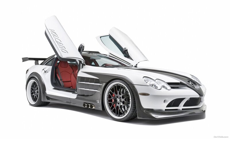 White sports car with open doors
