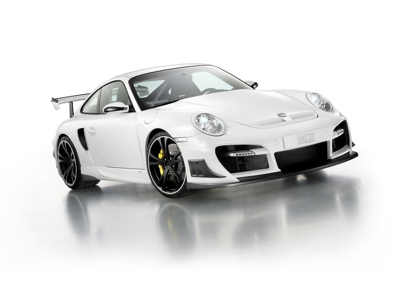 white sports car with rear wing