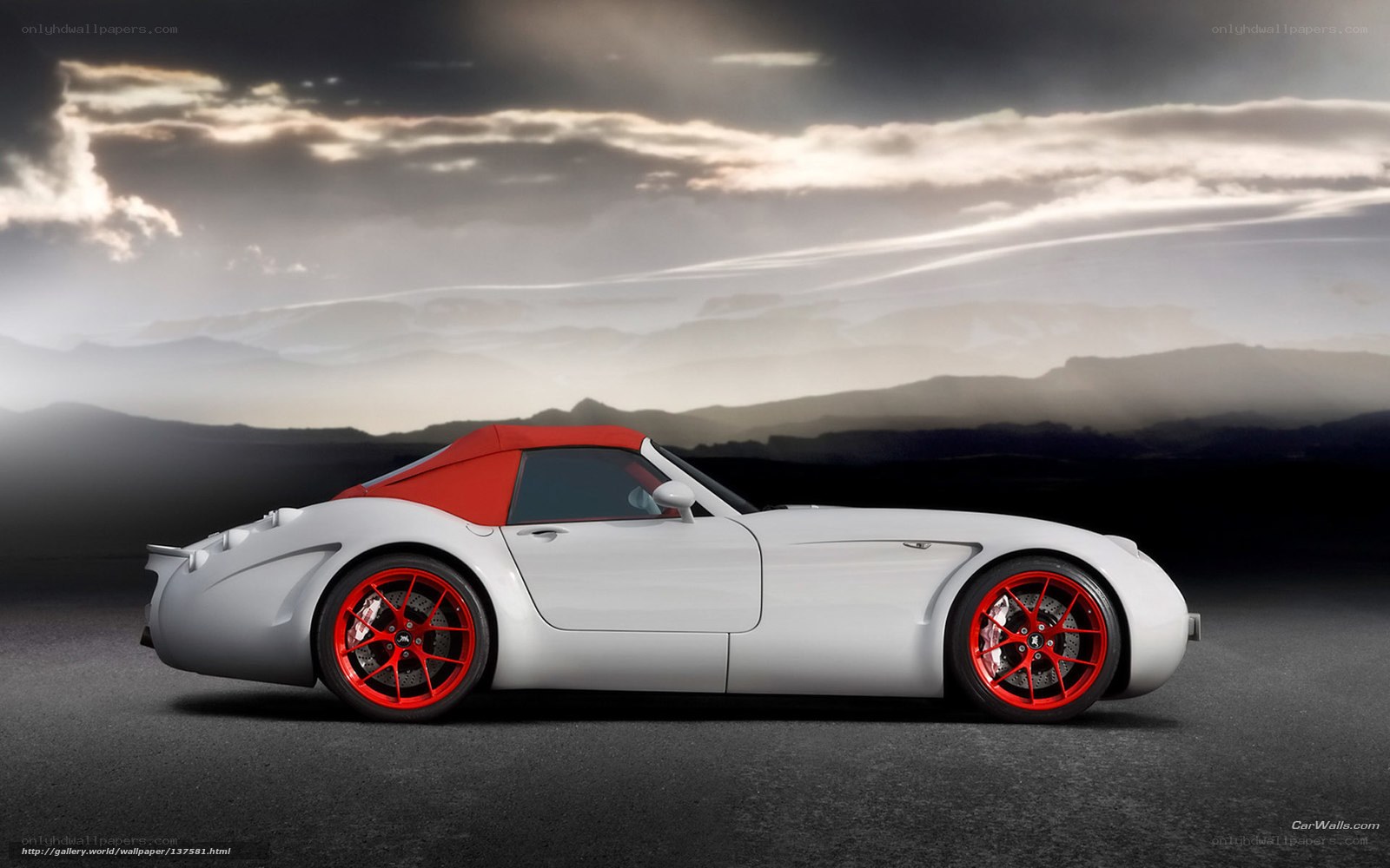 white sports car with red accents