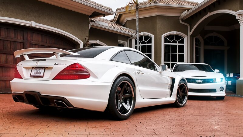 White Sports Cars — Dramatic, Afternoon