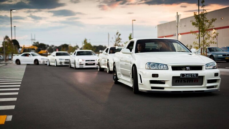 White Sports Cars in Line — Dramatic
