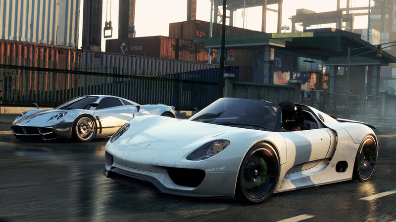 White Sports Cars Racing — Dynamic