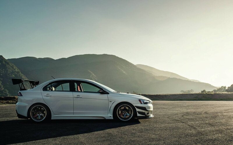 White Sports Sedan — Dramatic, Sunset, Photograph