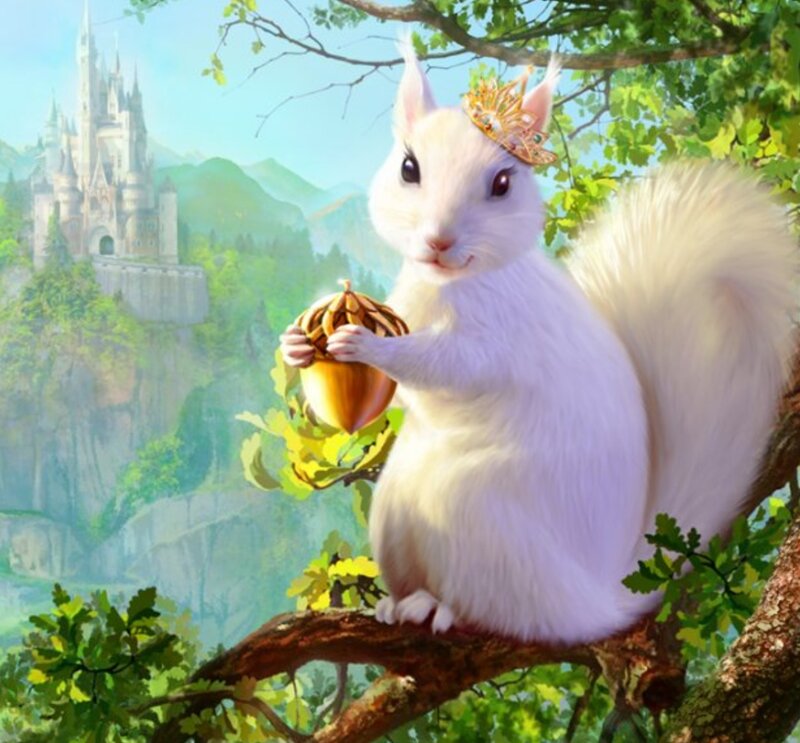 White Squirrel with Acorn