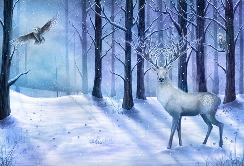 White Stag in Snow