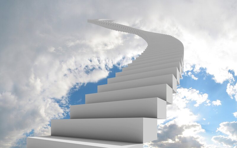 White Staircase in Sky — Serene, Afternoon