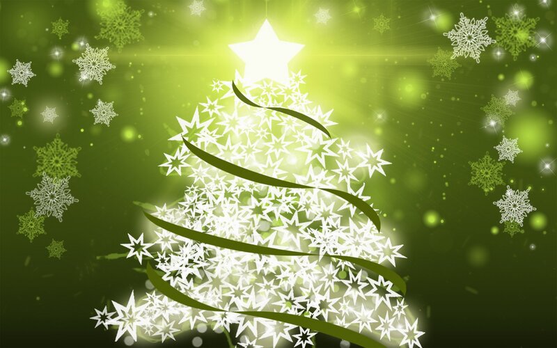 White Star Christmas Tree — Green, Festive