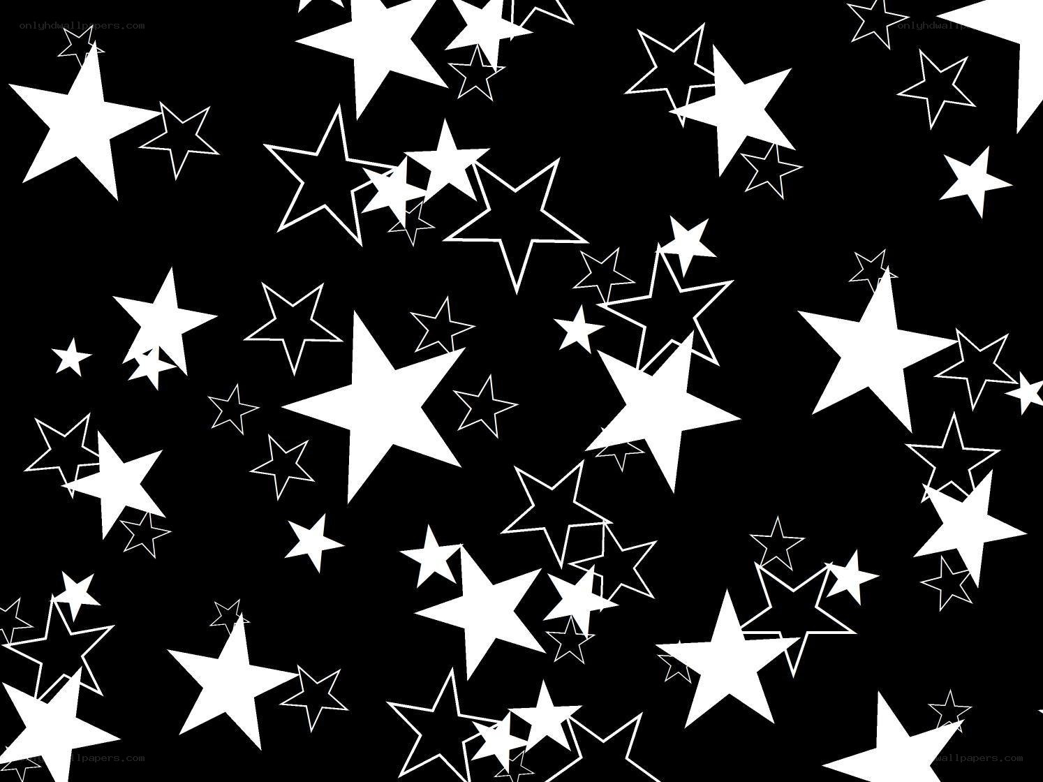 white stars on black background