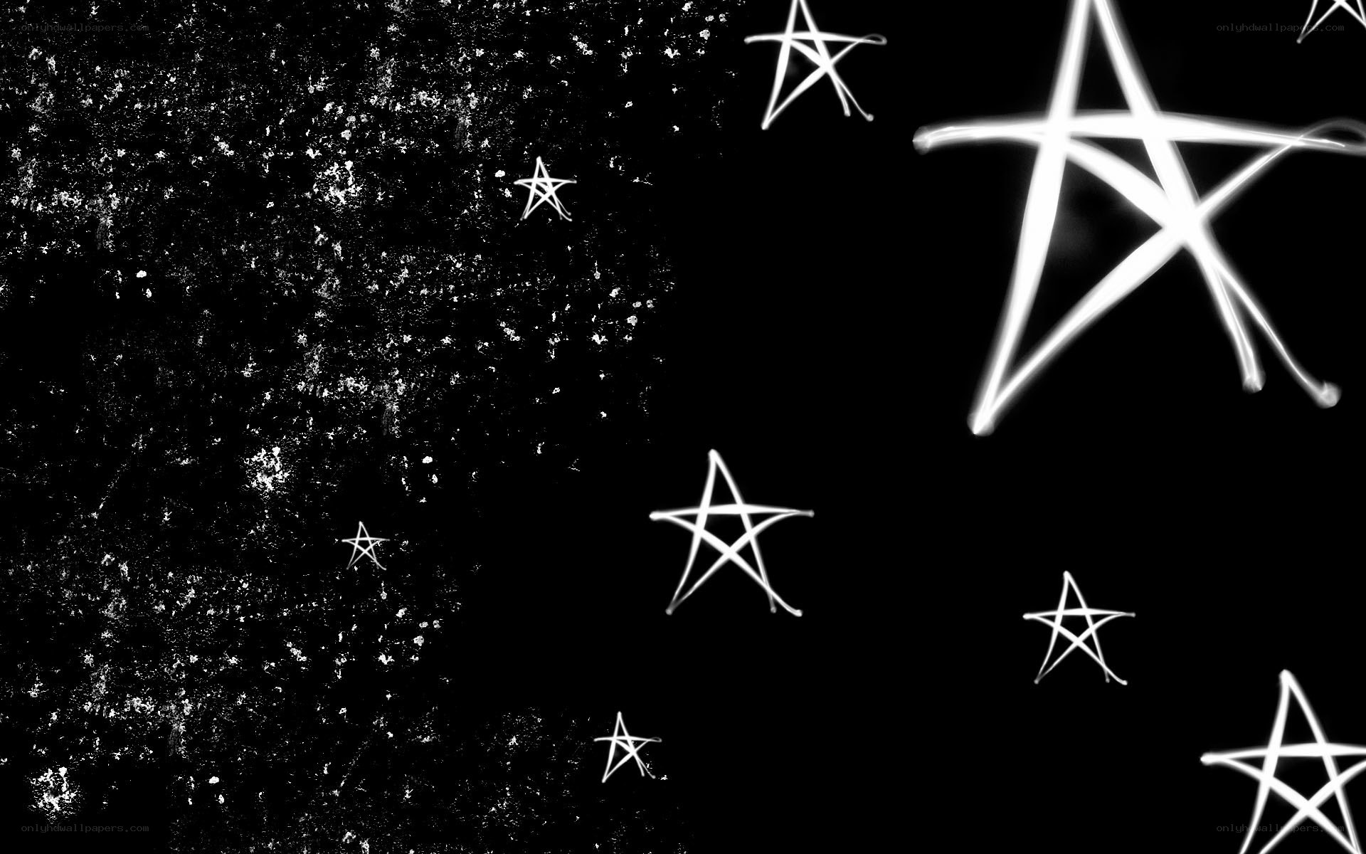 white stars on black background