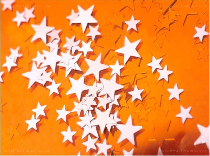 white stars on orange background