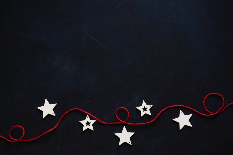 White Stars on Red String