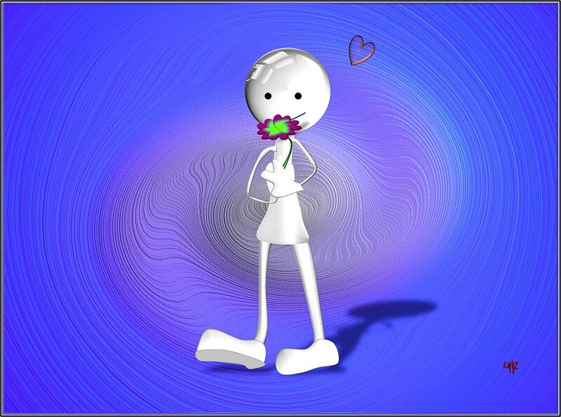 White Stick Figure — Blue