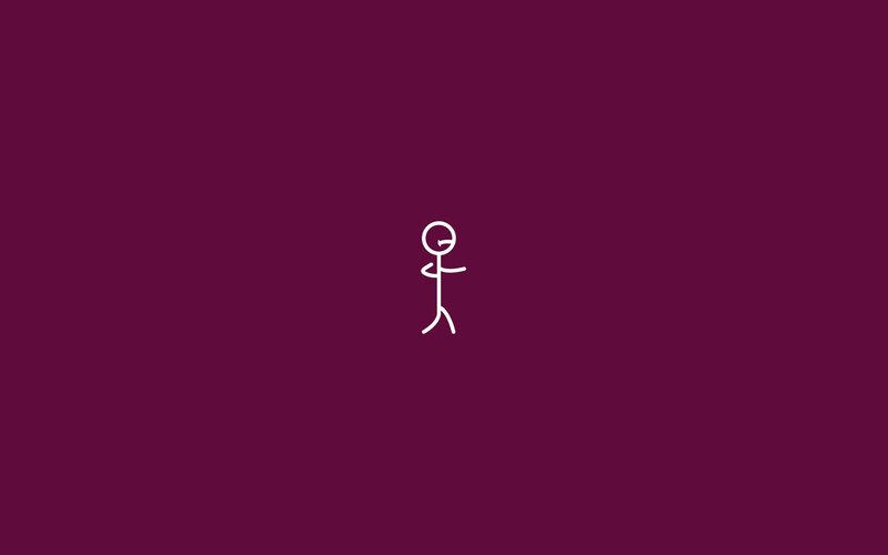 white stick figure on purple