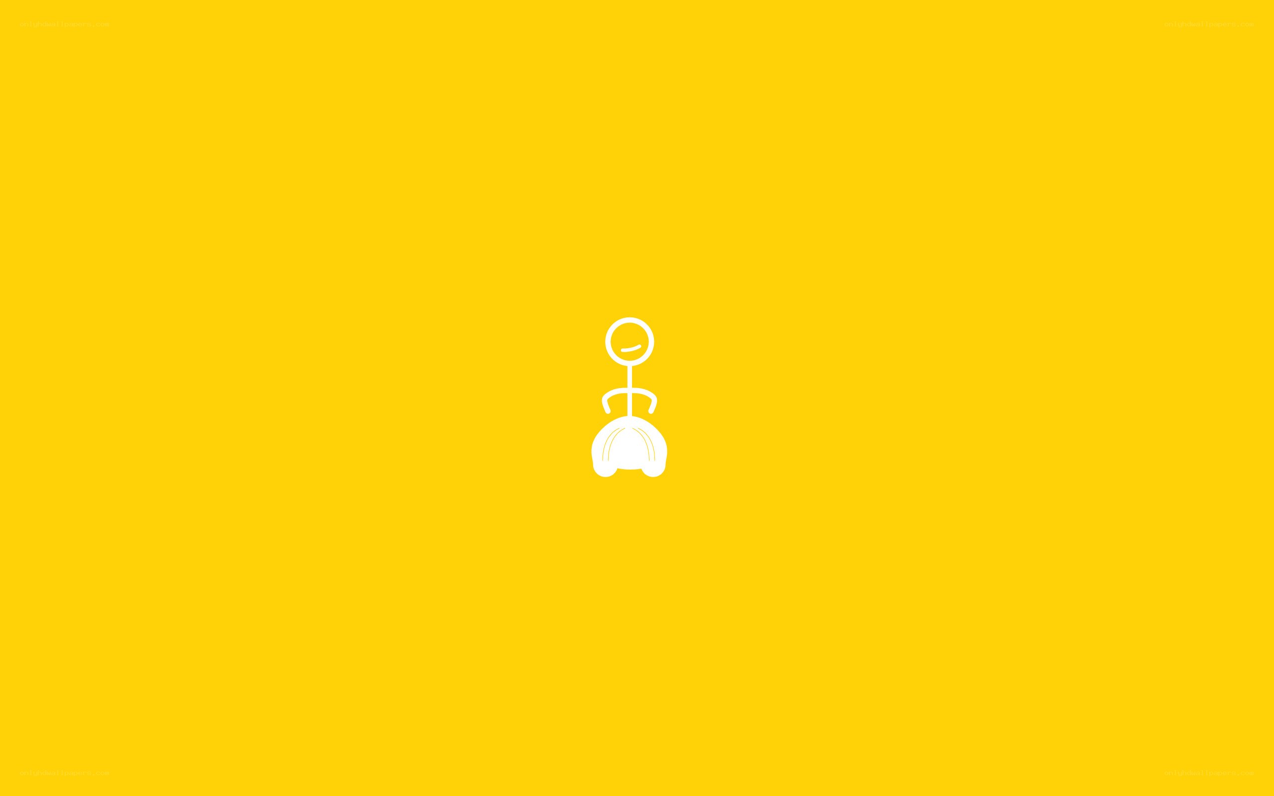 white stick figure on yellow