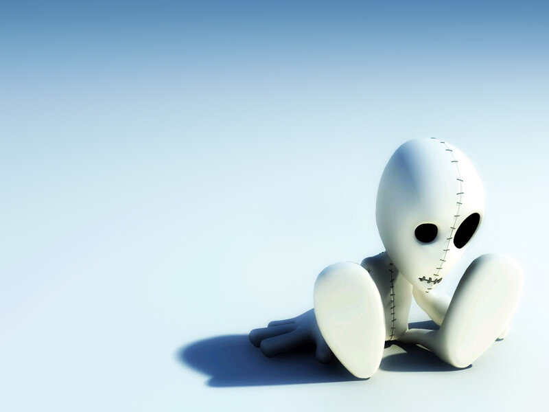white stitched alien figure