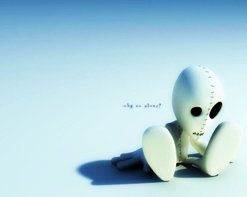 White Stitched Figure — Blue