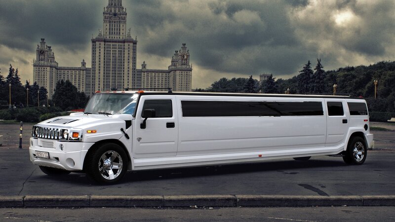 White stretch Hummer limousine