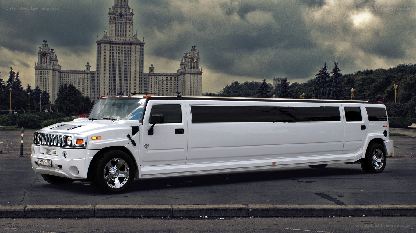 White stretch Hummer limousine