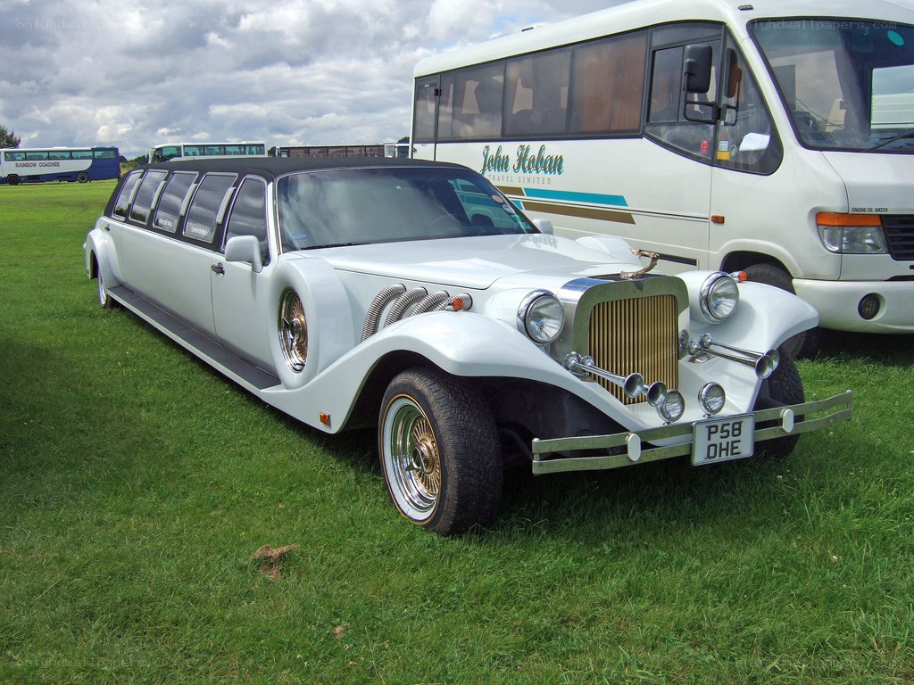 white stretch limousine on grass
