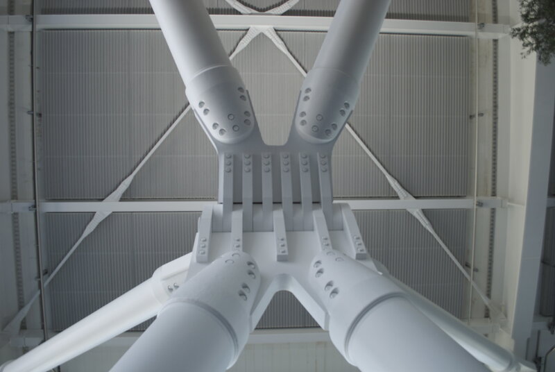 white structural support beams