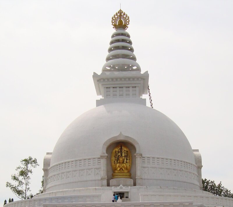 White Stupa with Golden Statue