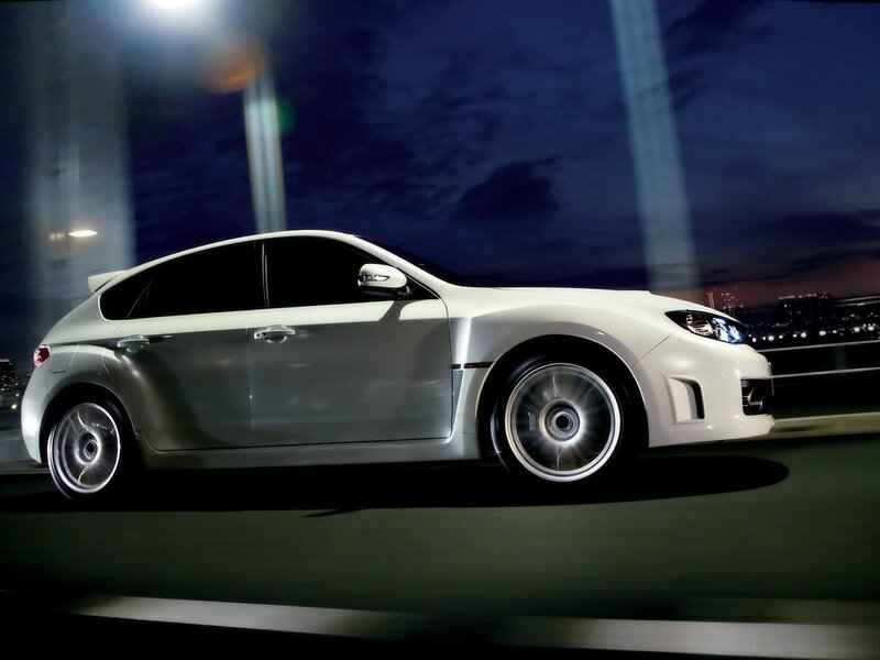 White Subaru Hatchback — Dramatic