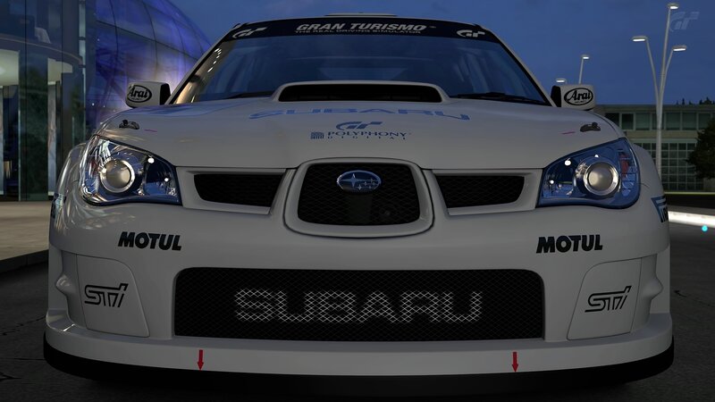 White Subaru Race Car — Dramatic