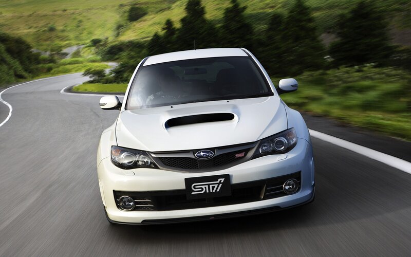 White Subaru Sti Car — Dynamic, Afternoon, Photograph