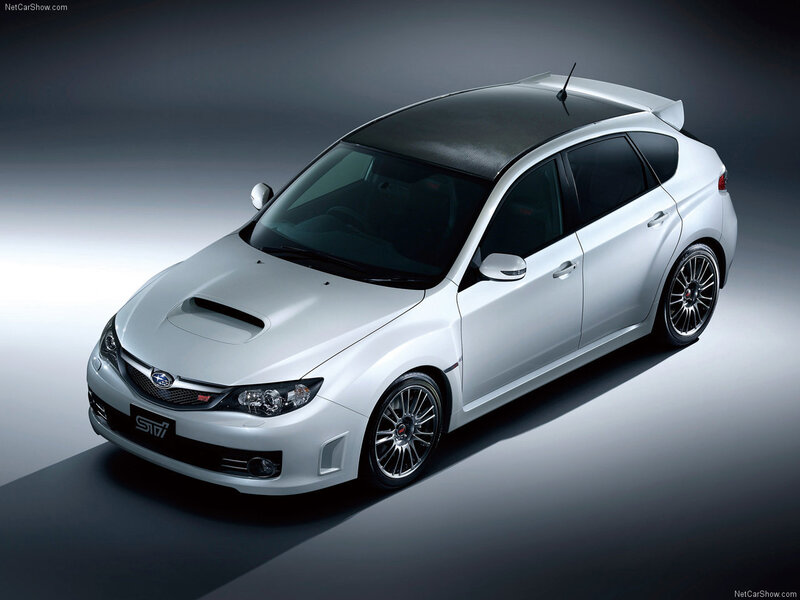 White Subaru Sti Car — Silver, Dramatic, Photograph