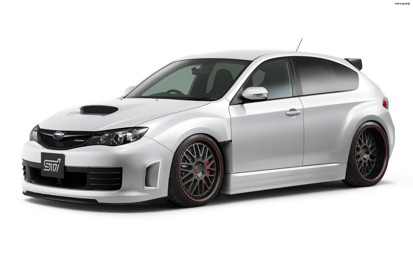 white subaru sti hatchback
