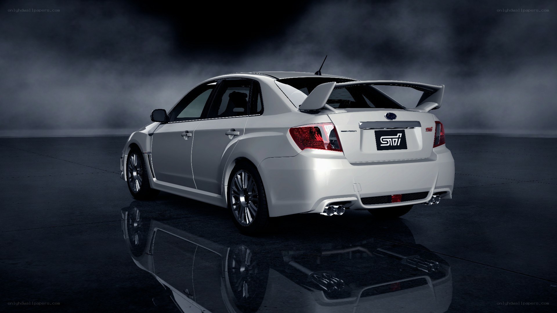 white subaru sti sedan