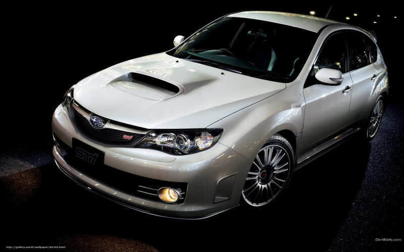 white subaru sti sports car