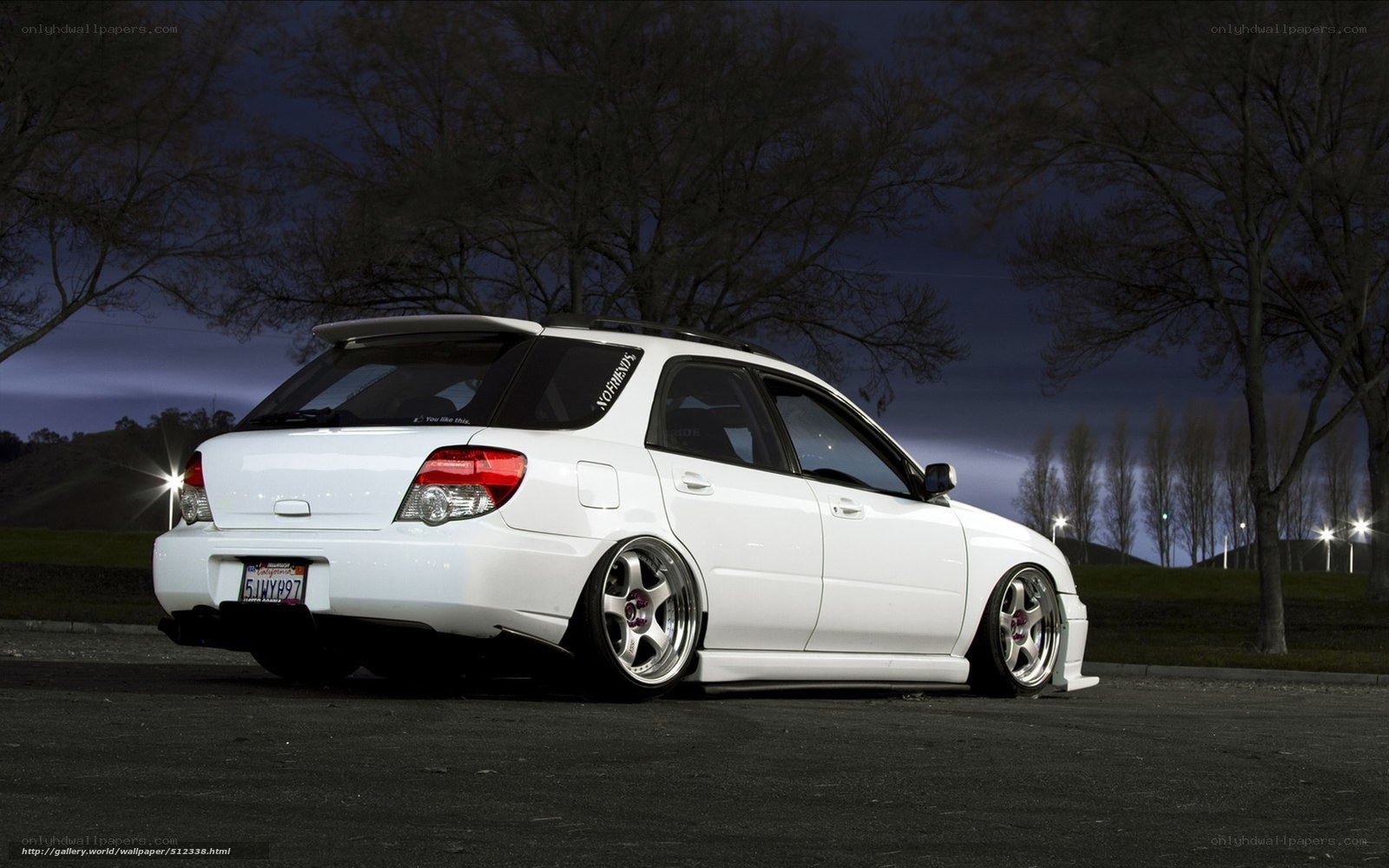 white subaru wrx at night