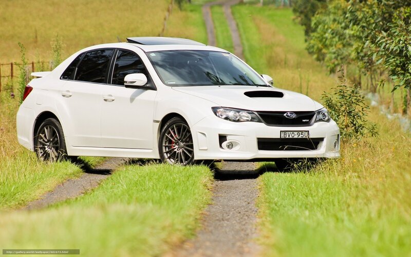 white subaru wrx on country road