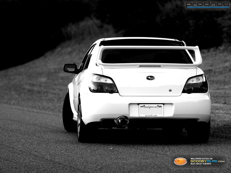white subaru wrx rear view