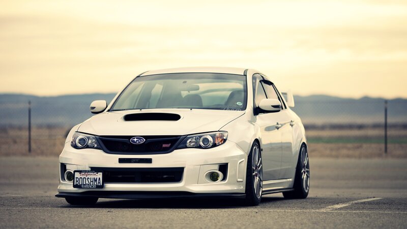 White Subaru Wrx Sti — Calm, Sunset, Photograph
