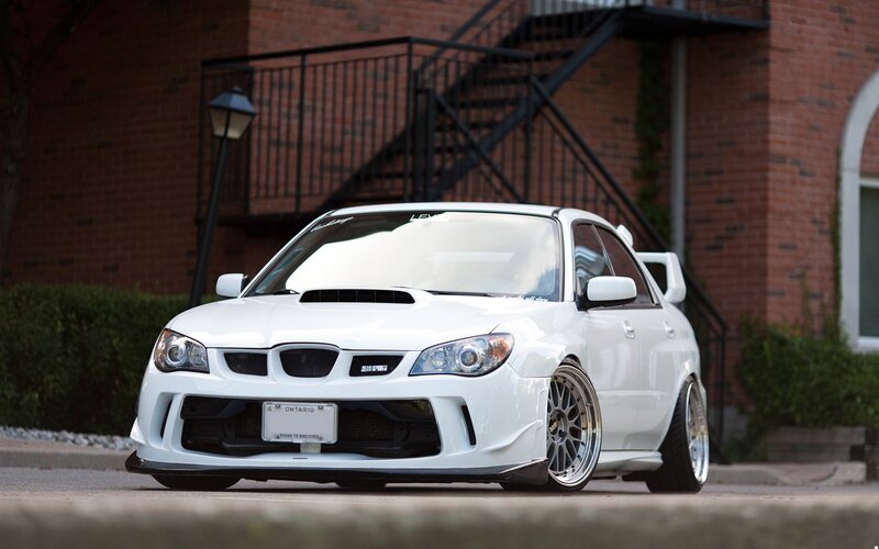 white subaru wrx sti car