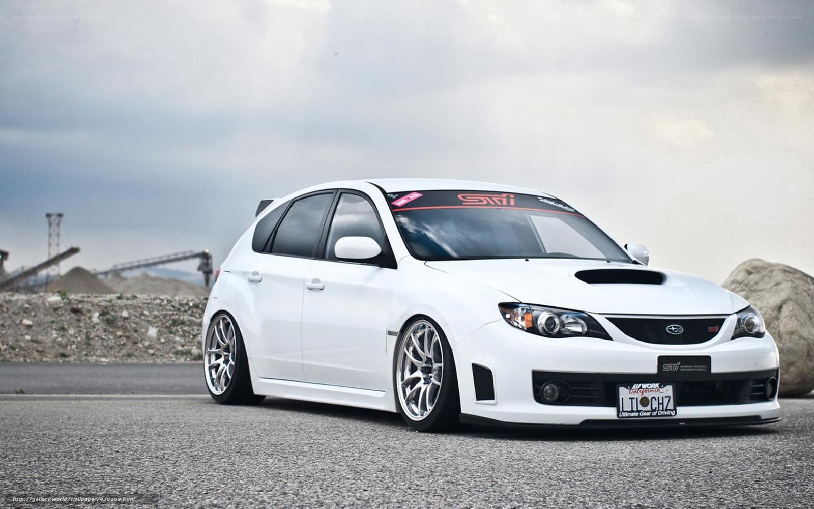 white subaru wrx sti car