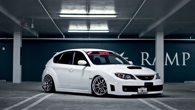 White Subaru Wrx Sti — Dramatic, Photograph, Car
