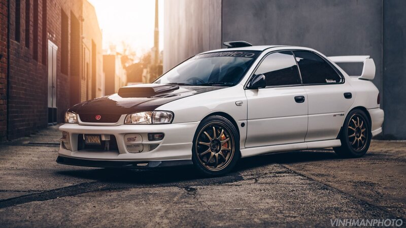 White Subaru Wrx Sti — Dramatic, Sunset, Photograph