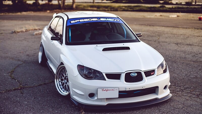 White Subaru Wrx Sti — Dramatic, Sunset
