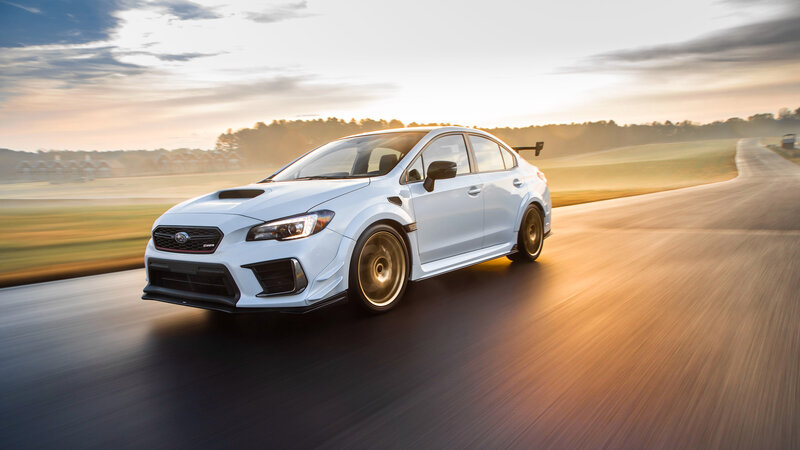 White Subaru Wrx Sti — Dynamic, Sunset