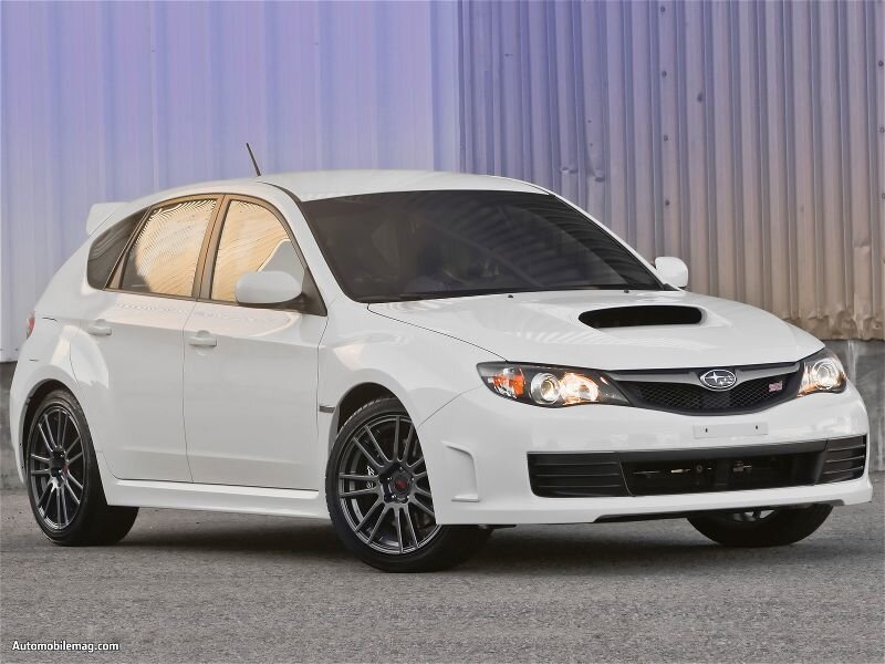 white subaru wrx sti hatchback