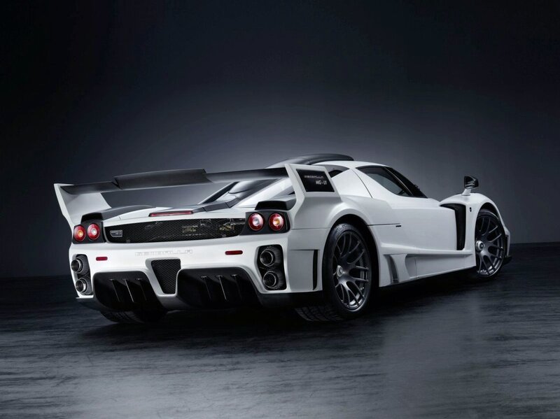 white supercar rear view